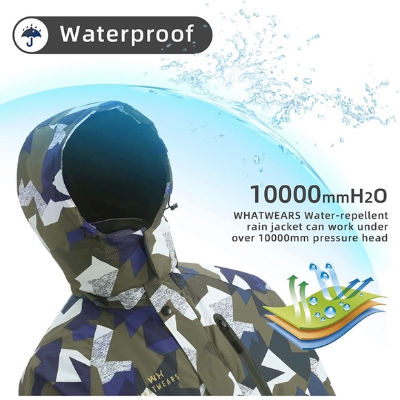 WHATWEARS Waterproof Ski, Snow Coat Windproof Mountain Jackets with Hooded XL - Picture 4 of 10